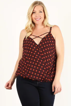 Plus Size Polka Dot Print, Waist Length Top