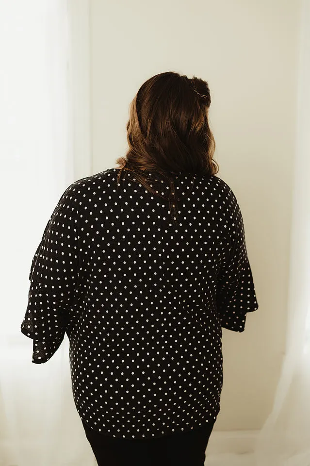 Polka Dot Ruffle Sleeve Top