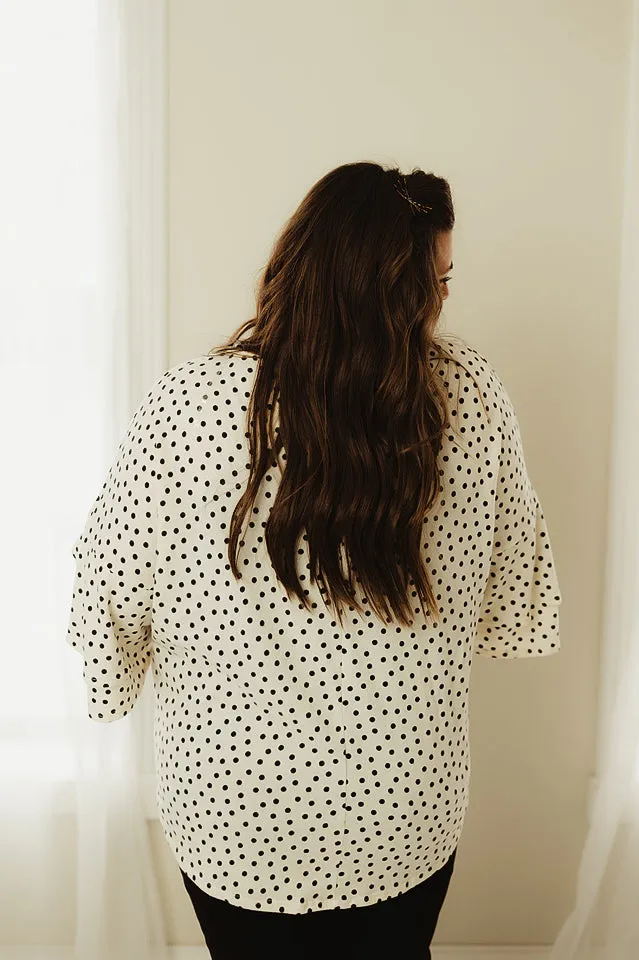 Polka Dot Ruffle Sleeve Top