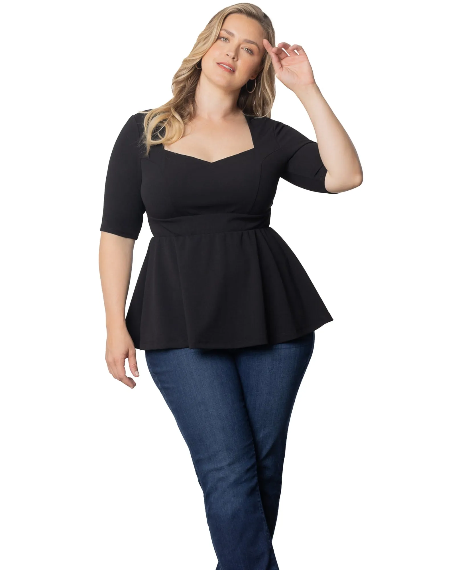 Posh Peplum Top | BLACK NOIR