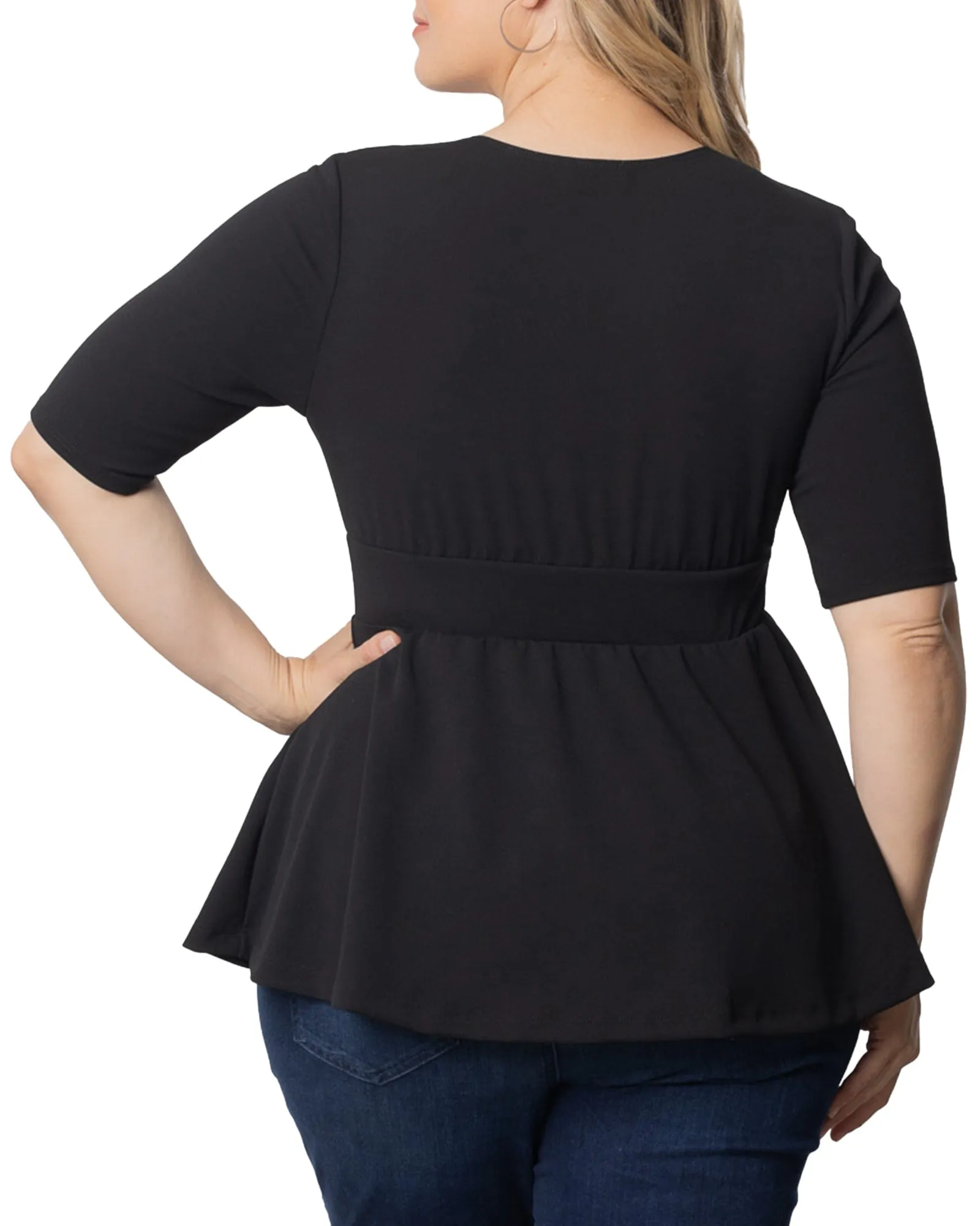 Posh Peplum Top | BLACK NOIR