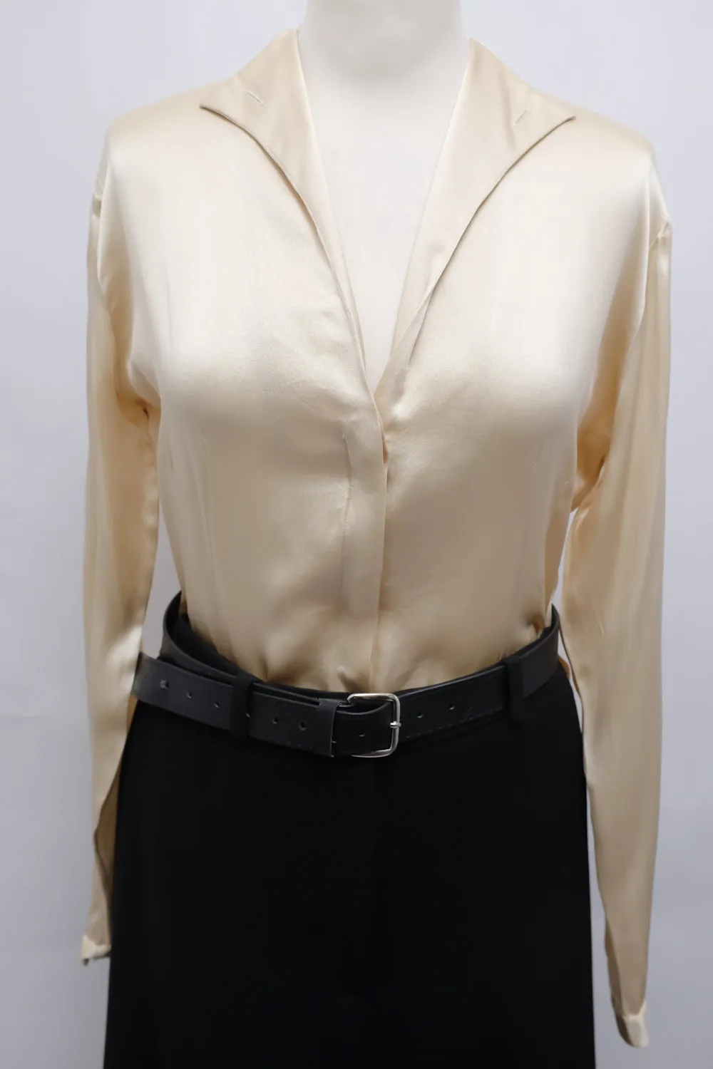 PURE SILK SATIN CREAM MANI ITALY BLOUSE