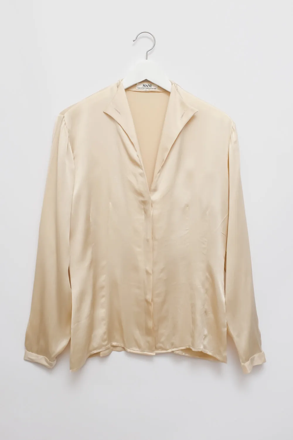 PURE SILK SATIN CREAM MANI ITALY BLOUSE