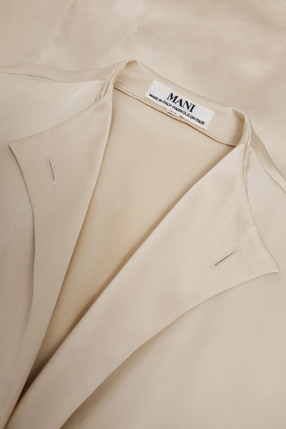 PURE SILK SATIN CREAM MANI ITALY BLOUSE