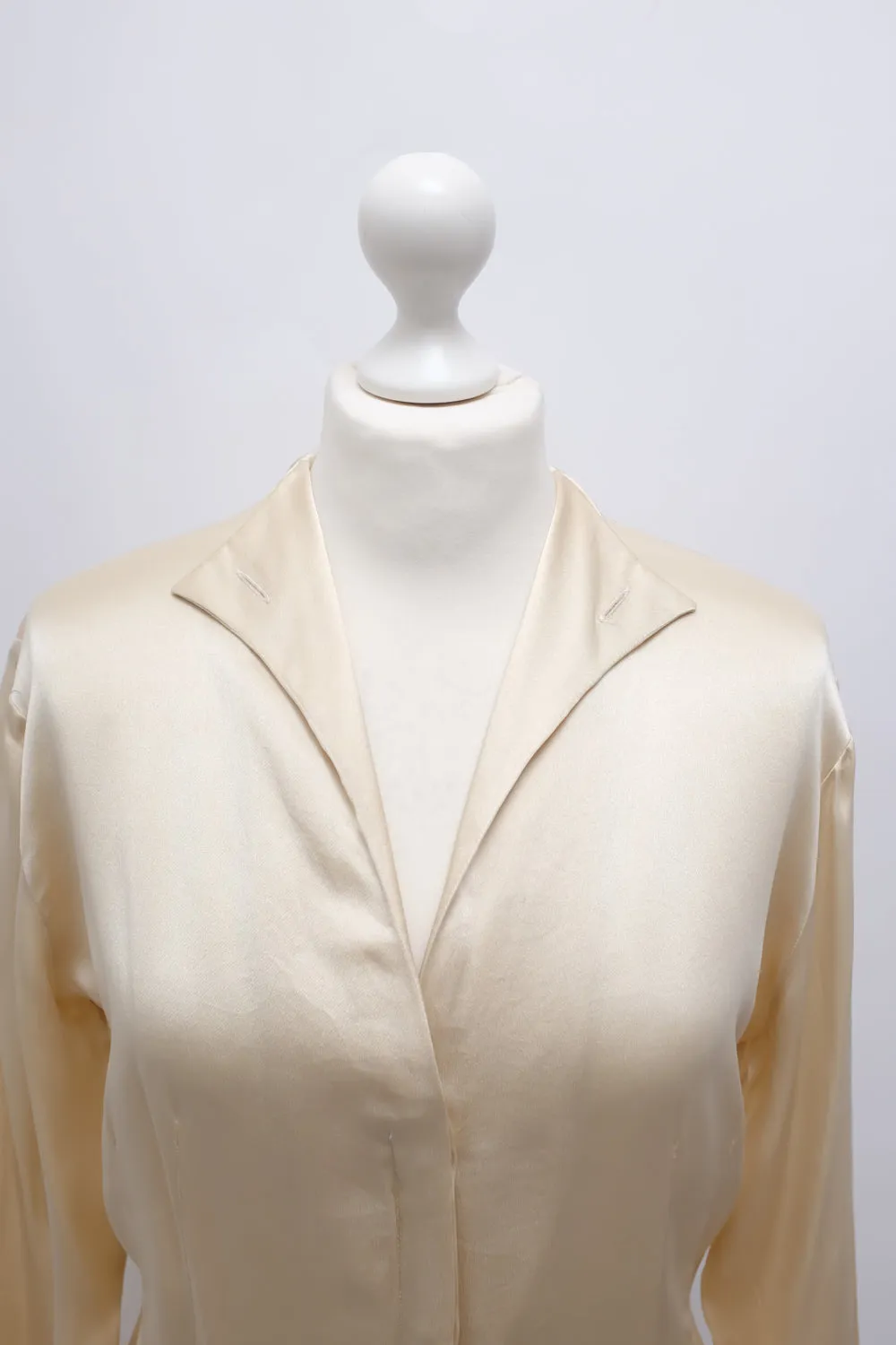 PURE SILK SATIN CREAM MANI ITALY BLOUSE