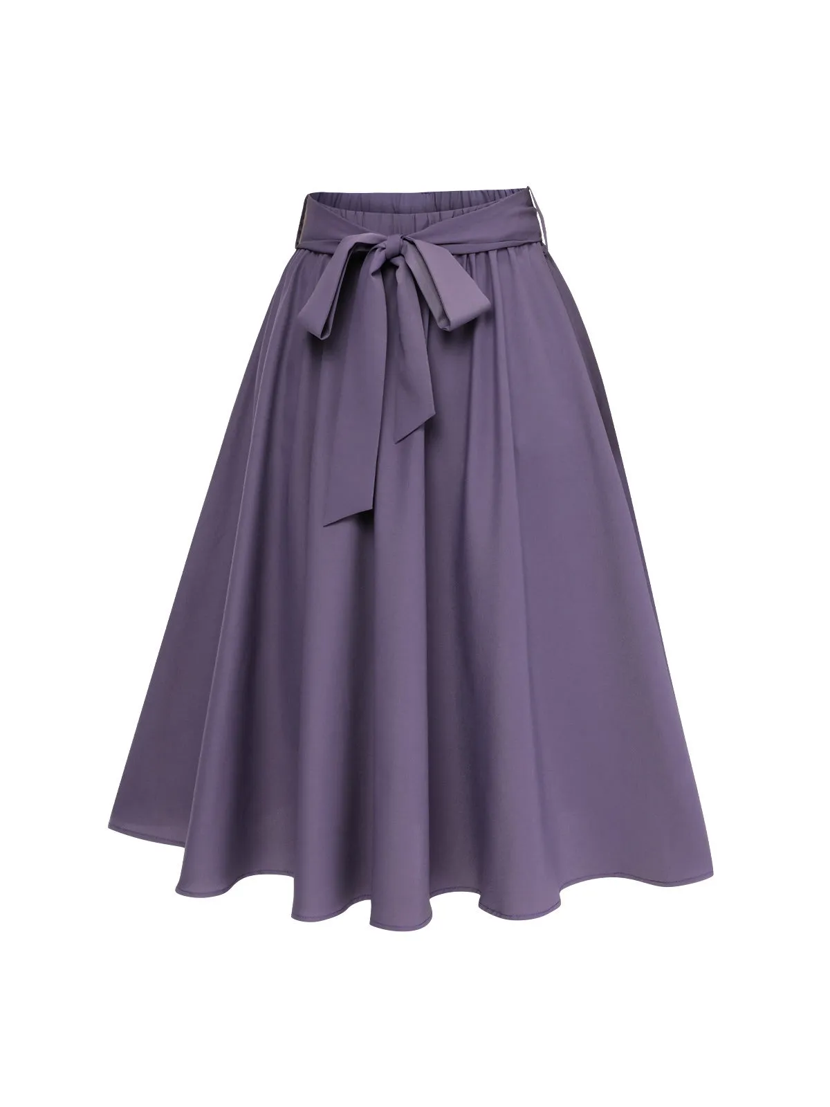 Purple 1940s Solid Skirt with Belt