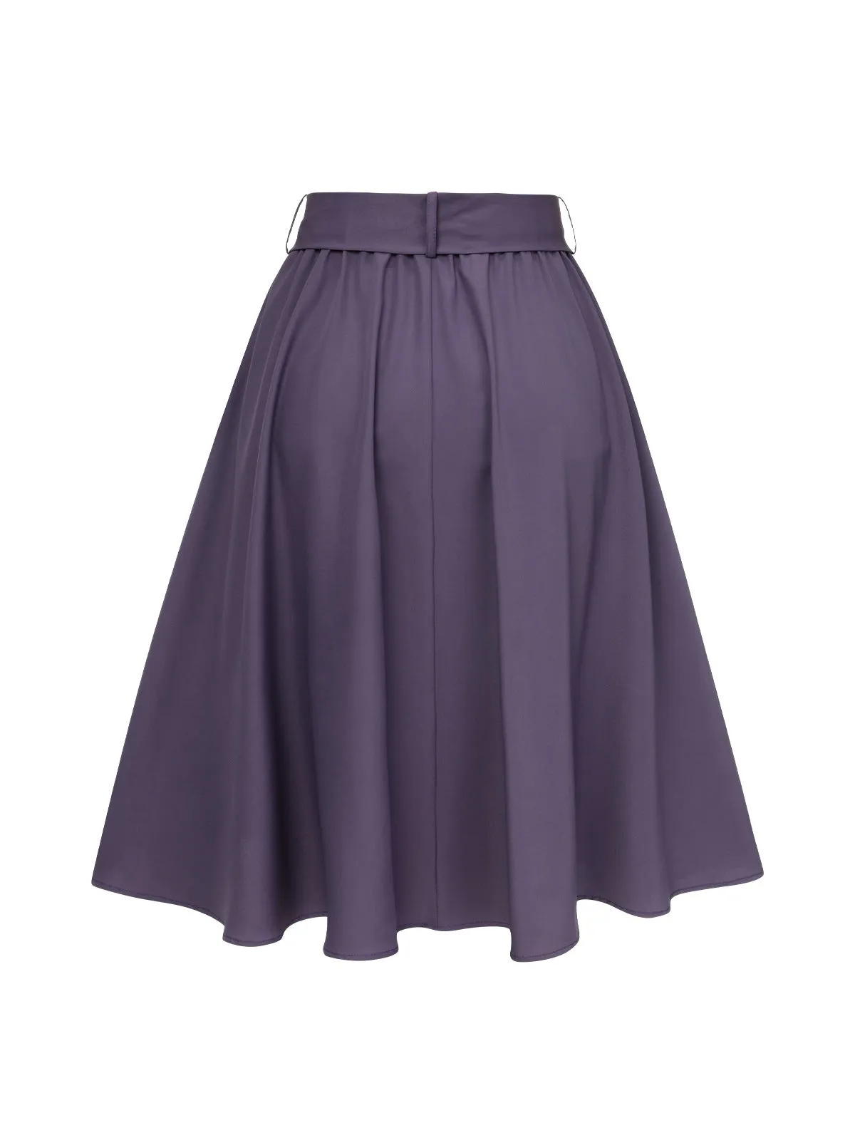 Purple 1940s Solid Skirt with Belt