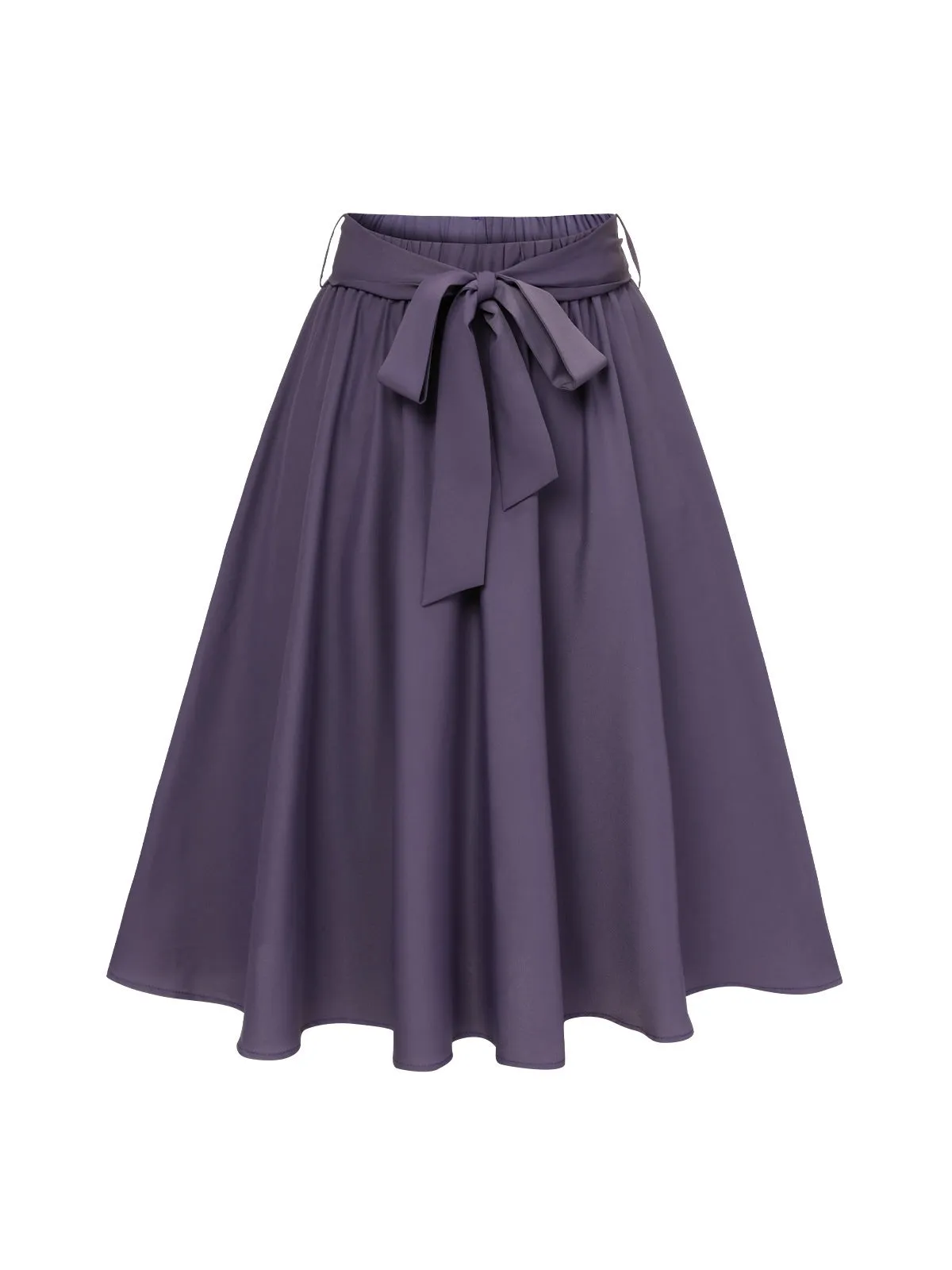 Purple 1940s Solid Skirt with Belt