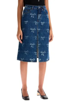 "denim skirt with bow print