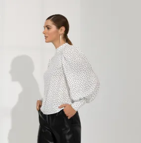 Renuar Polka Dot Satin Blouse