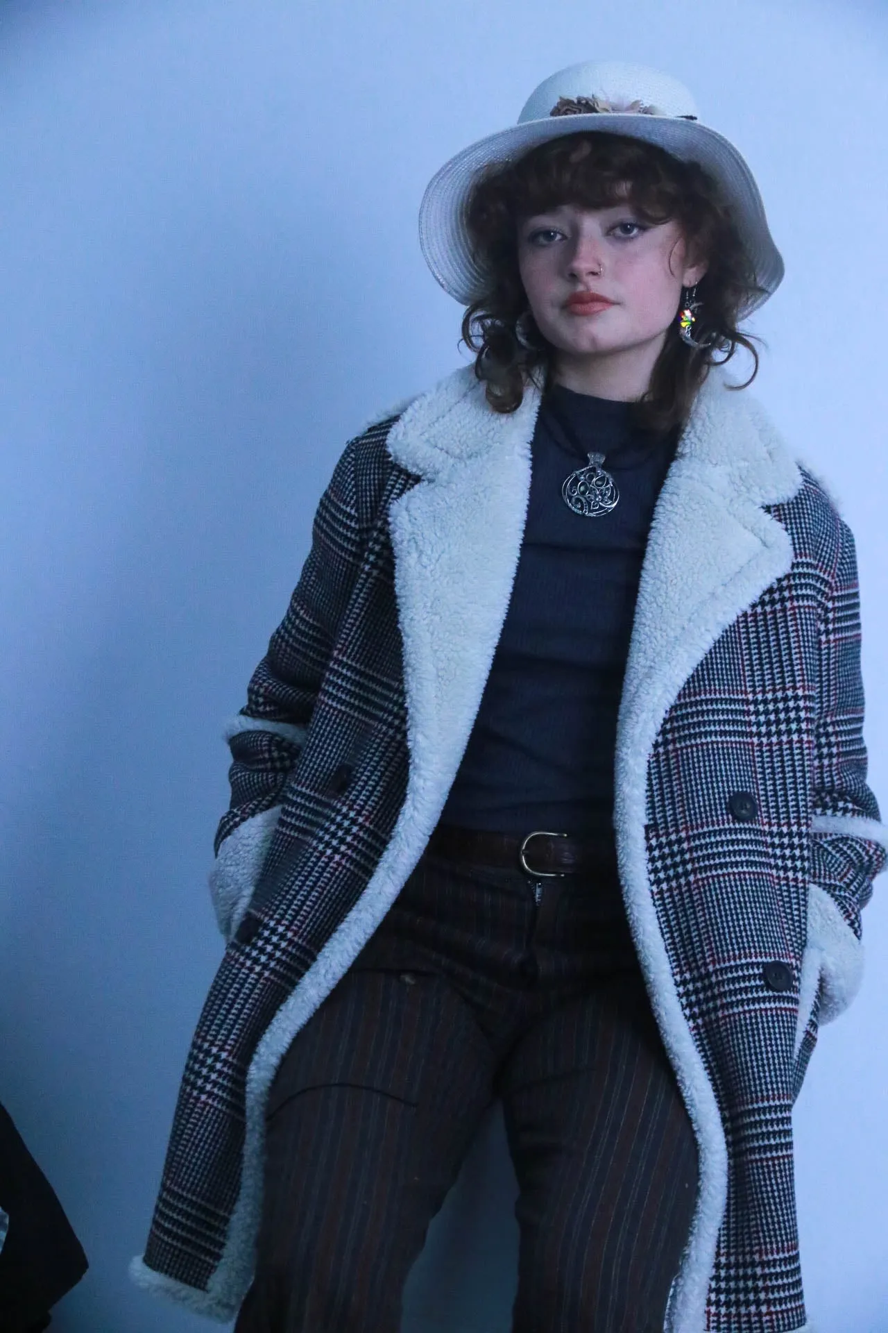 Rubynee Vintage checkered trench coat