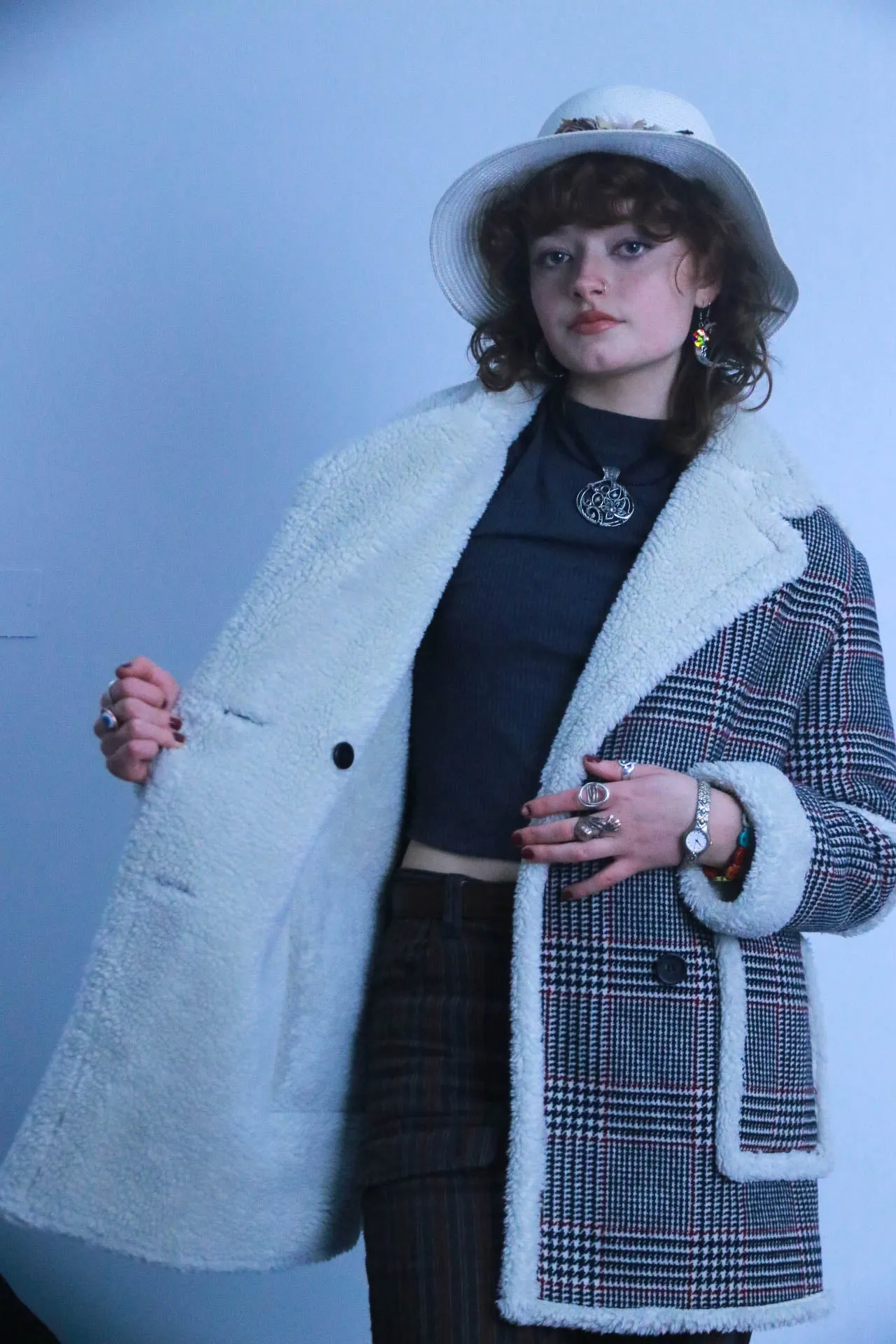 Rubynee Vintage checkered trench coat