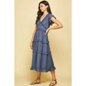 Ruffled Tea Length Dress