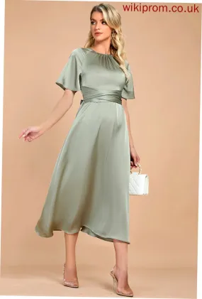 Satin Cocktail Dresses Yamilet Dress A-Line Cocktail Tea-Length