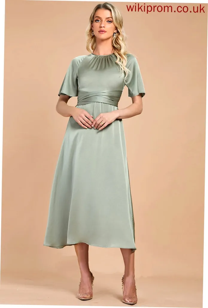 Satin Cocktail Dresses Yamilet Dress A-Line Cocktail Tea-Length