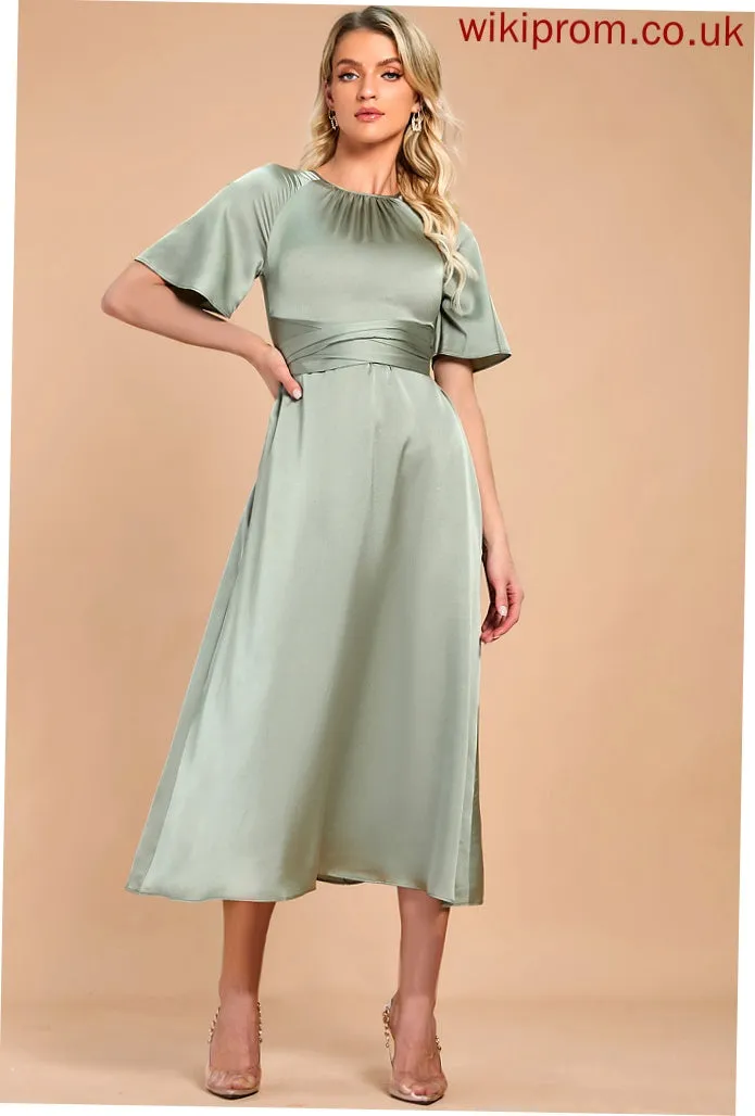 Satin Cocktail Dresses Yamilet Dress A-Line Cocktail Tea-Length