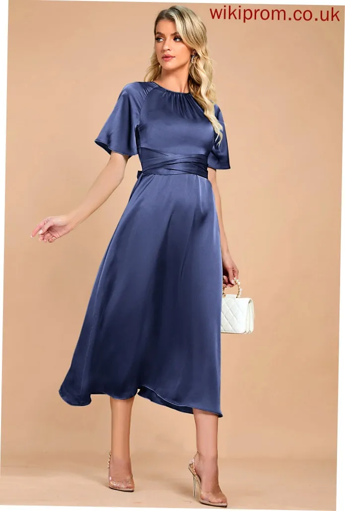 Satin Cocktail Dresses Yamilet Dress A-Line Cocktail Tea-Length