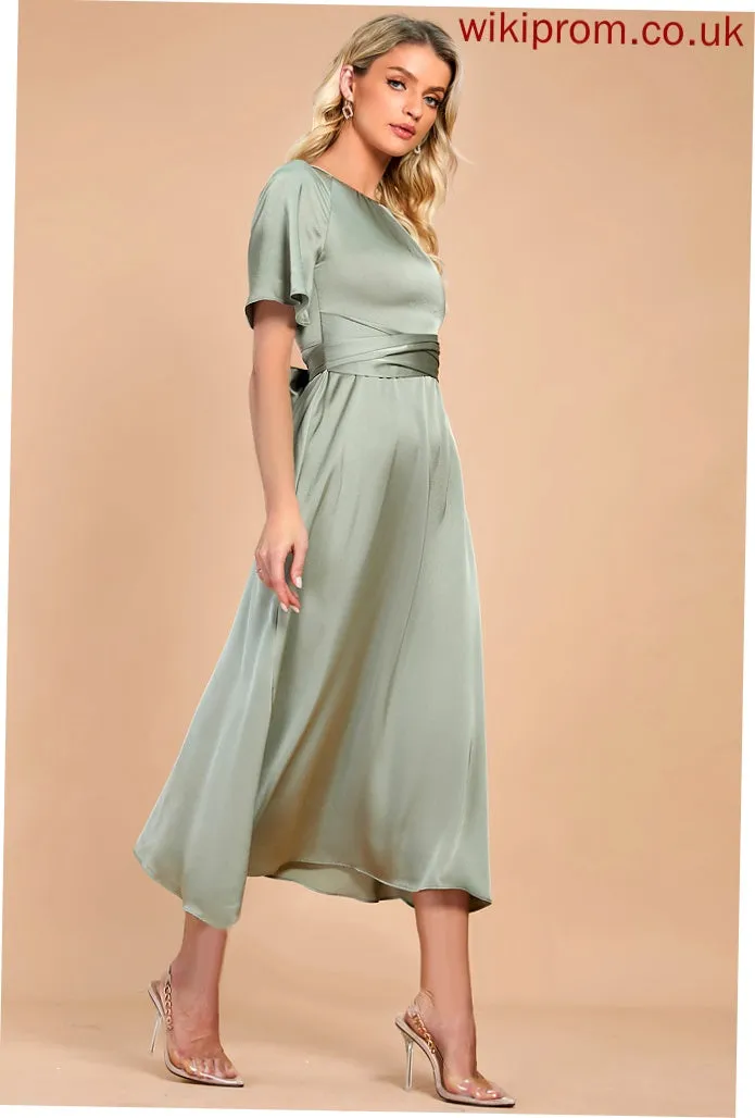 Satin Cocktail Dresses Yamilet Dress A-Line Cocktail Tea-Length