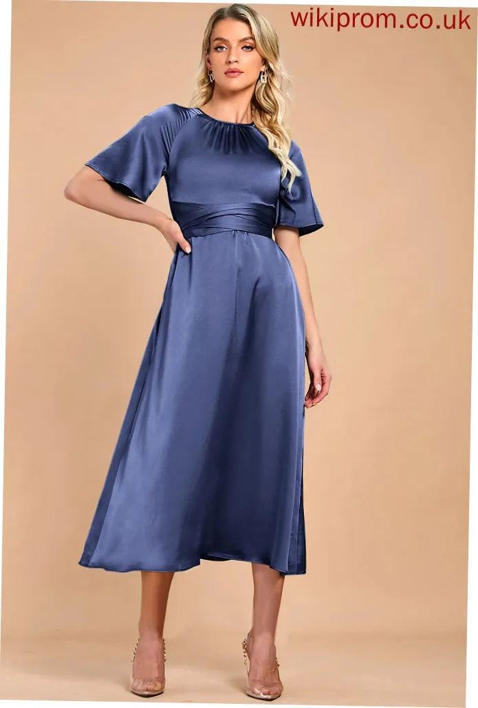 Satin Cocktail Dresses Yamilet Dress A-Line Cocktail Tea-Length