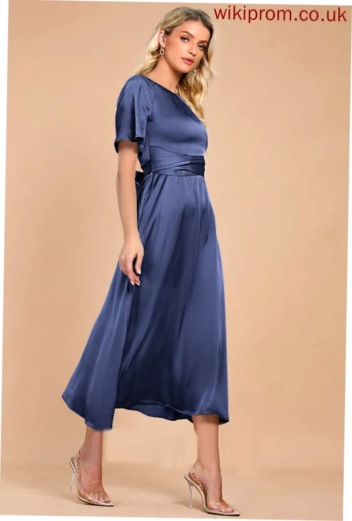 Satin Cocktail Dresses Yamilet Dress A-Line Cocktail Tea-Length