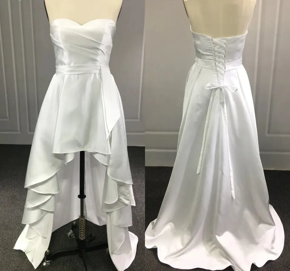 Satin High Low Sweetheart Wedding Dress All Sizes/Colors