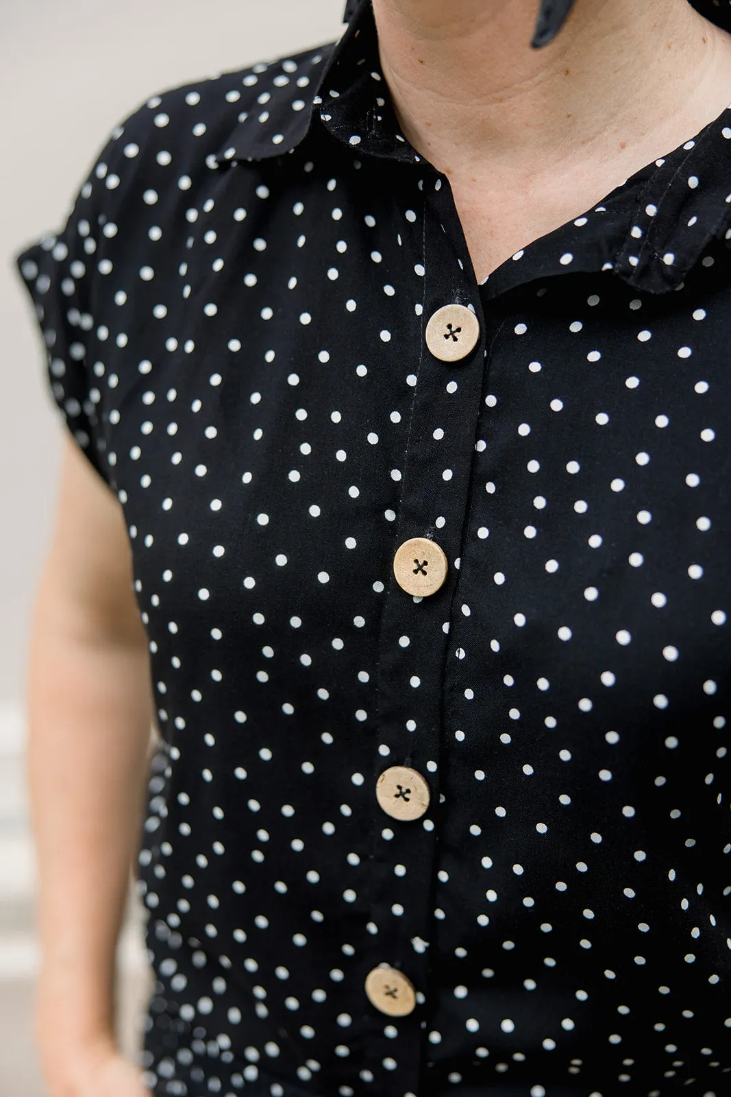 Short Sleeve Button Up Shirt & Polka Dot Shorts