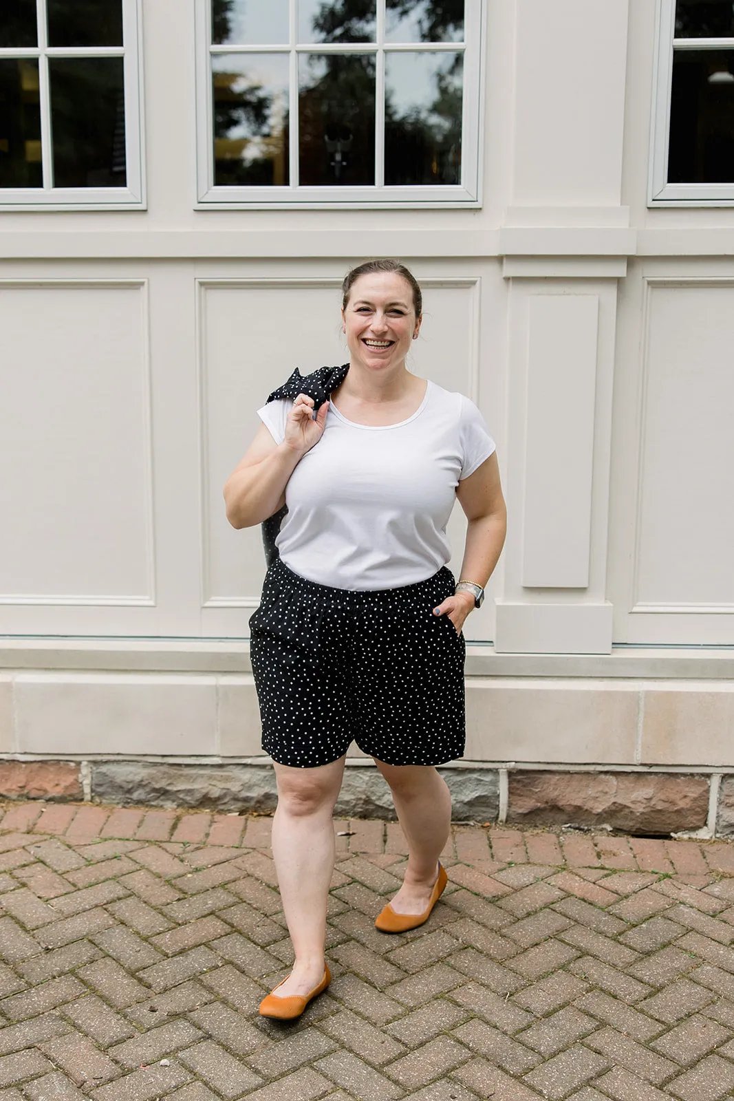 Short Sleeve Button Up Shirt & Polka Dot Shorts