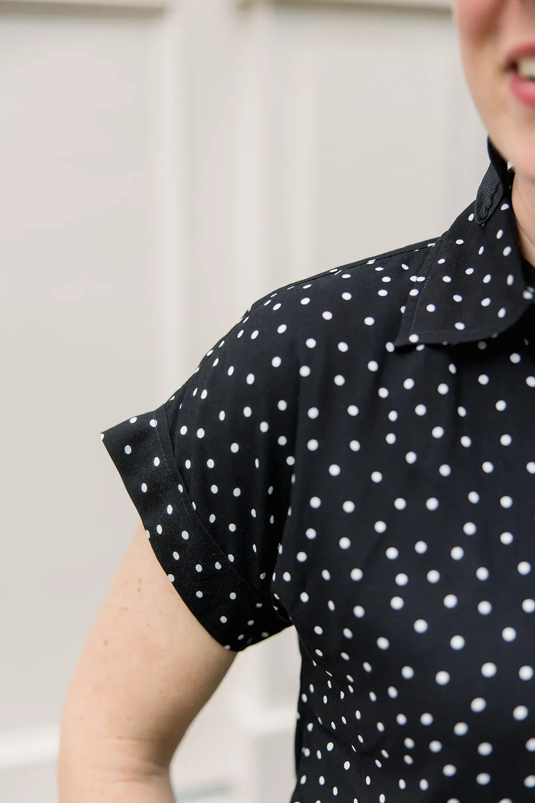 Short Sleeve Button Up Shirt & Polka Dot Shorts