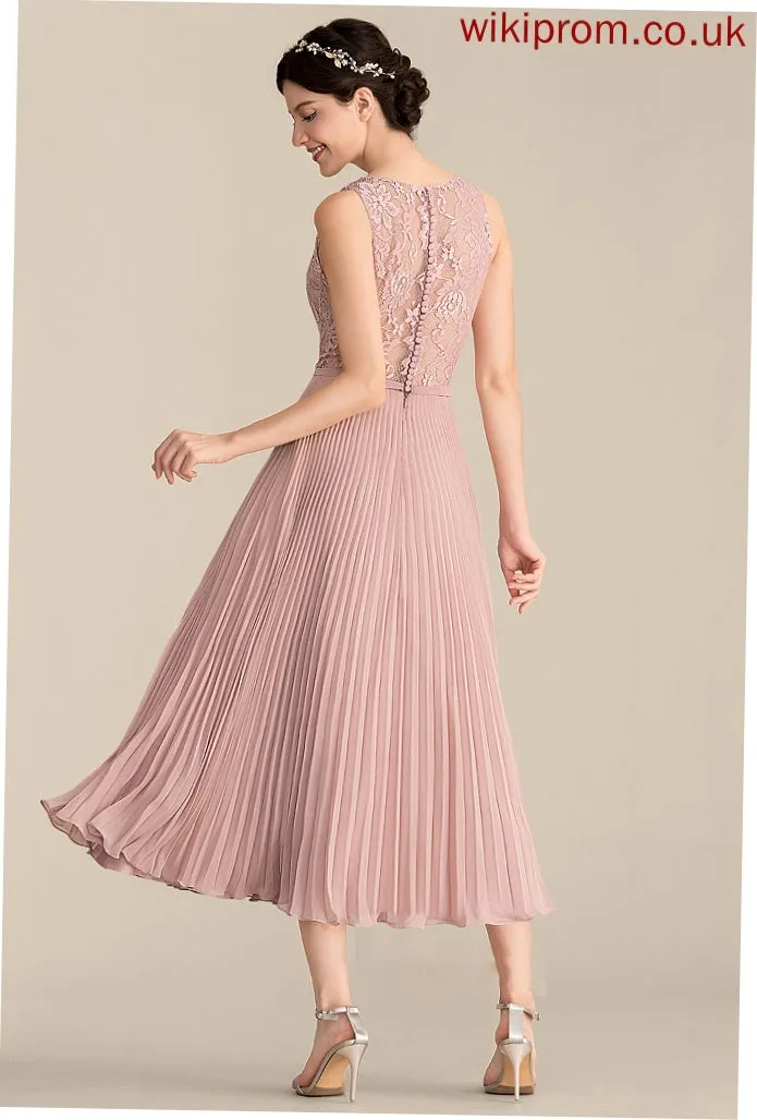 Silhouette V-neck Pleated Fabric Neckline Tea-Length Length A-Line Embellishment Gracelyn A-Line/Princess Floor Length Bridesmaid Dresses