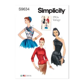 Simplicity sewing pattern 9634 Misses' Vintage Blouses and Cummerbund