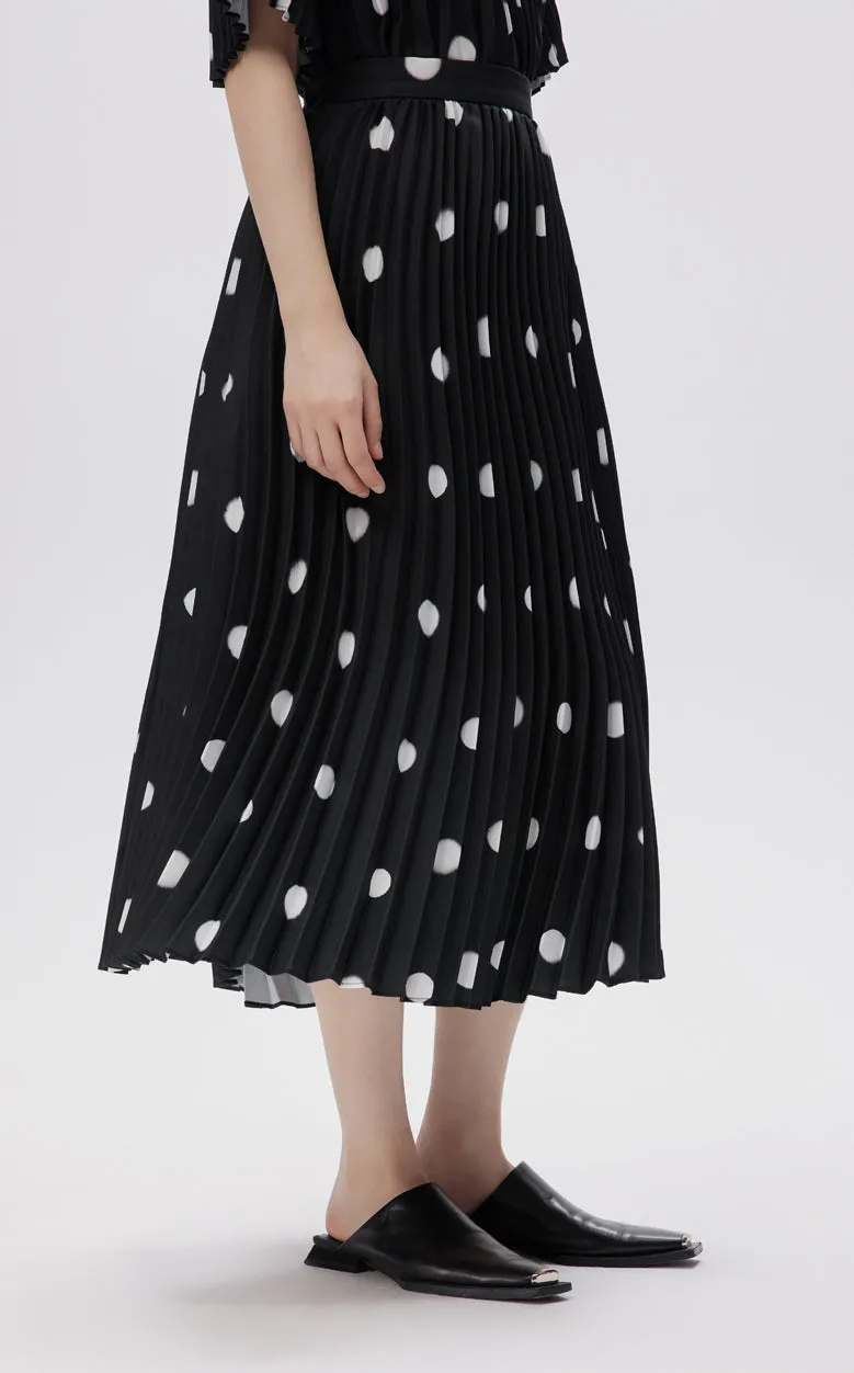 Skirt / JNBY Embroidered Mesh Polka Dot A-line  Pleated Skirt