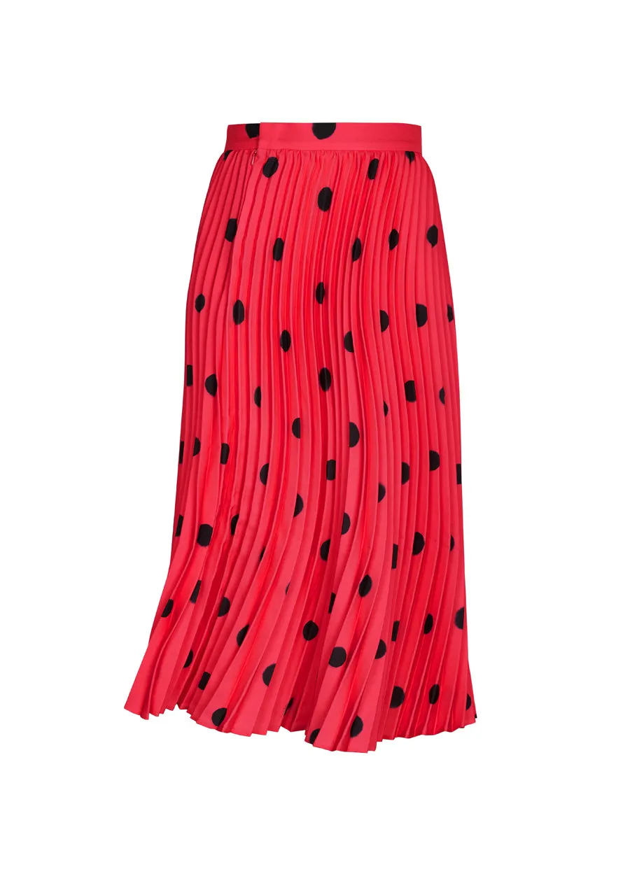 Skirt / JNBY Embroidered Mesh Polka Dot A-line  Pleated Skirt