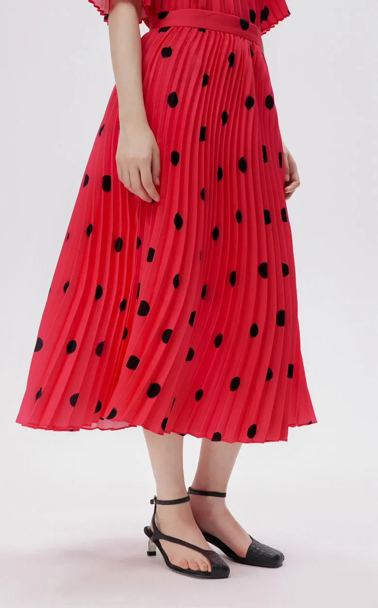 Skirt / JNBY Embroidered Mesh Polka Dot A-line  Pleated Skirt