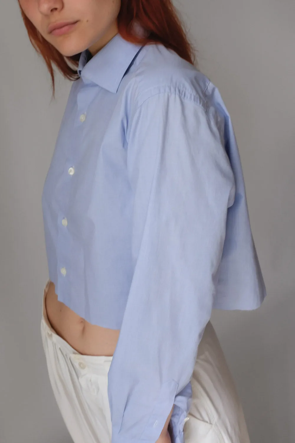 SKY BLUE ITALY COTTON CROP SHIRT