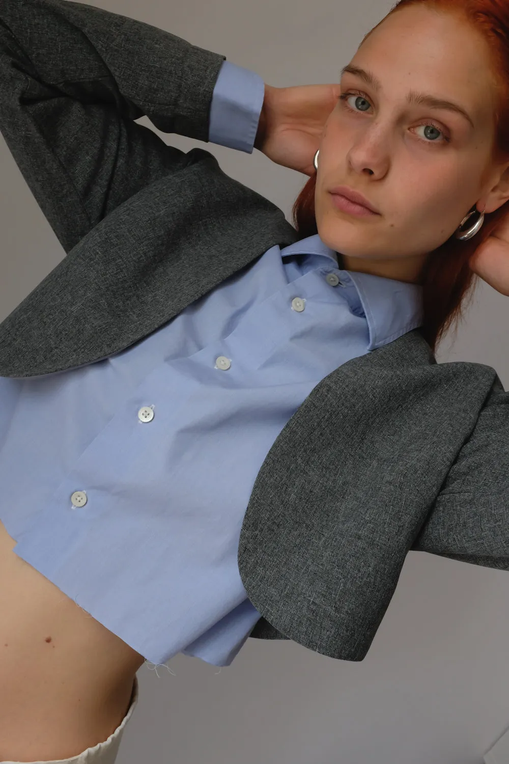 SKY BLUE ITALY COTTON CROP SHIRT