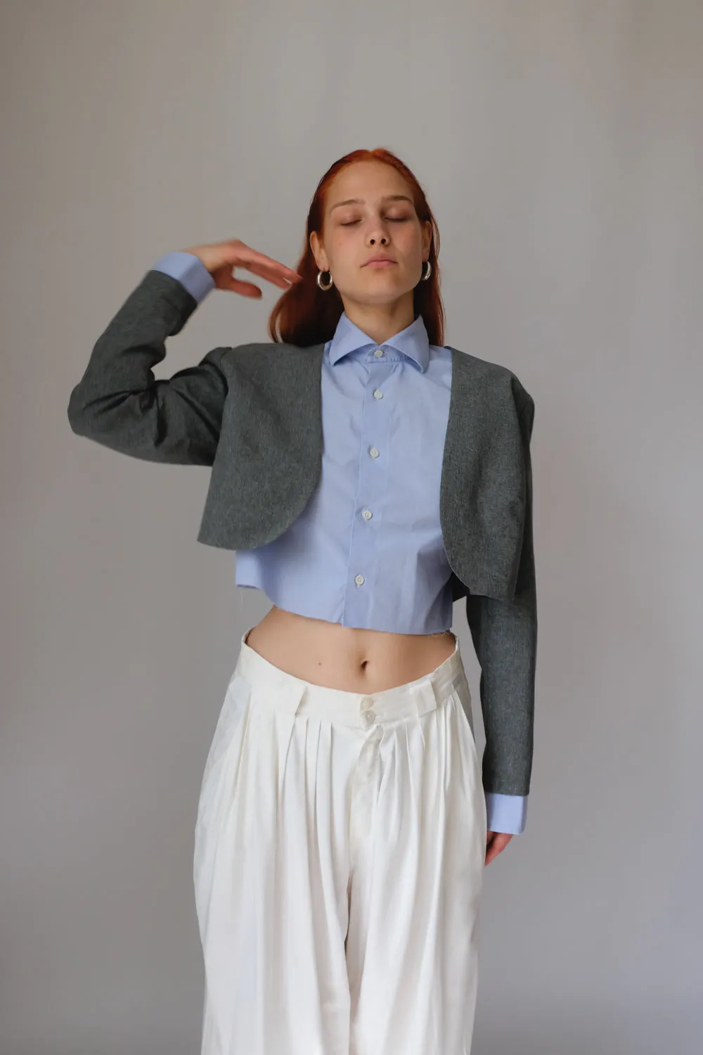 SKY BLUE ITALY COTTON CROP SHIRT