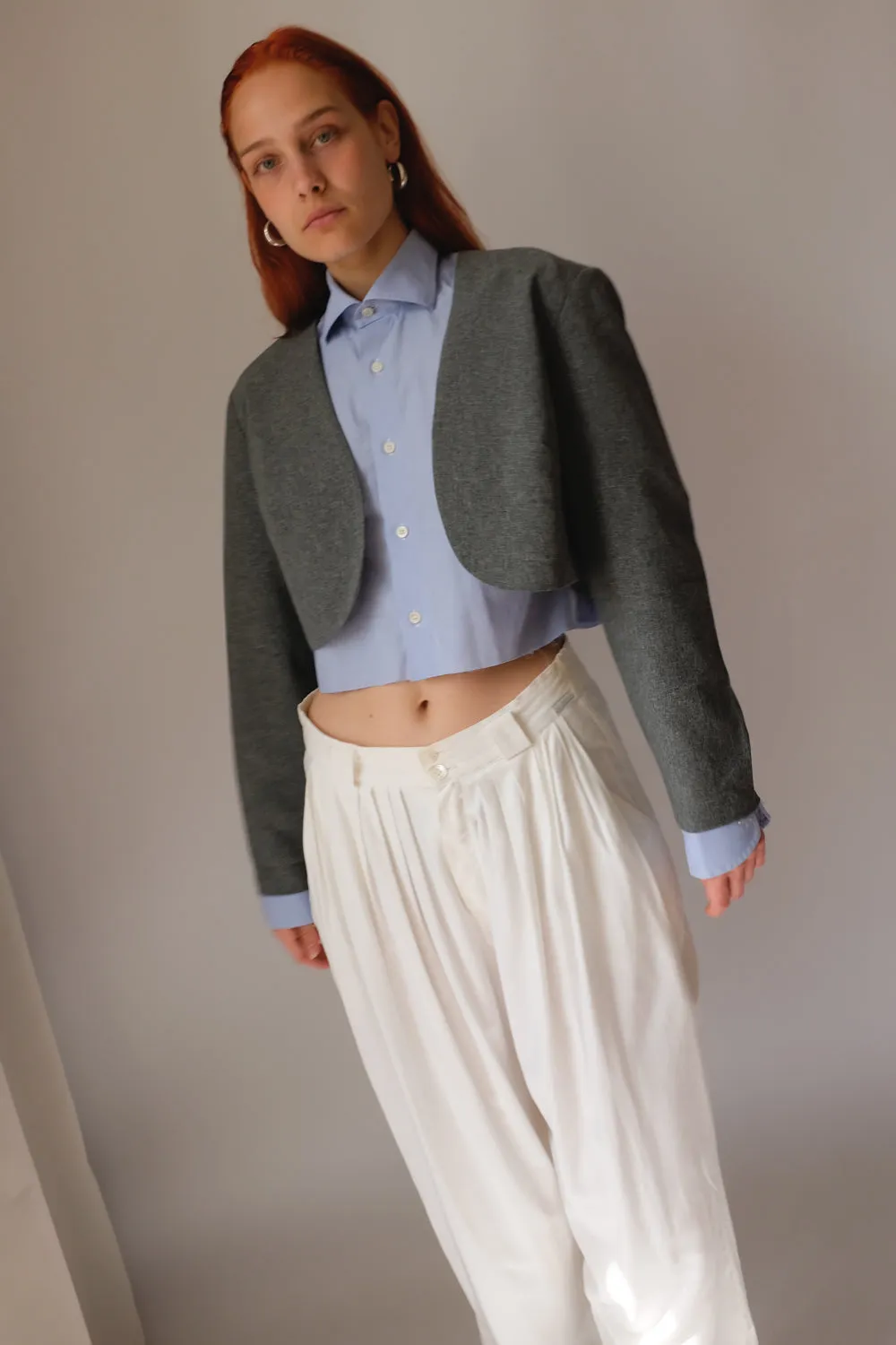 SKY BLUE ITALY COTTON CROP SHIRT