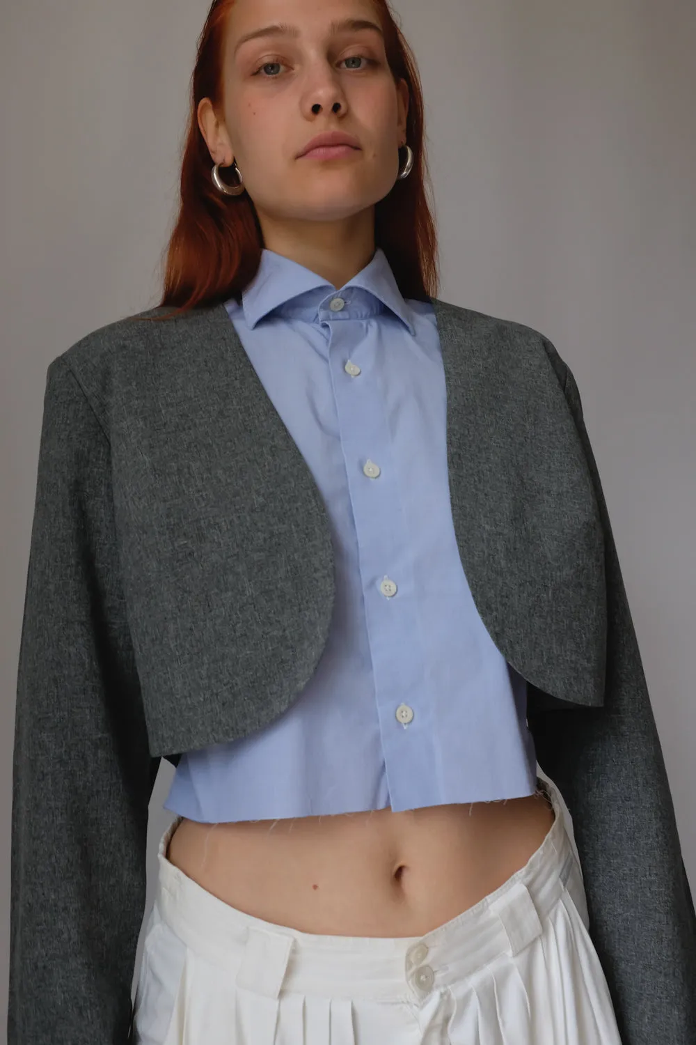 SKY BLUE ITALY COTTON CROP SHIRT