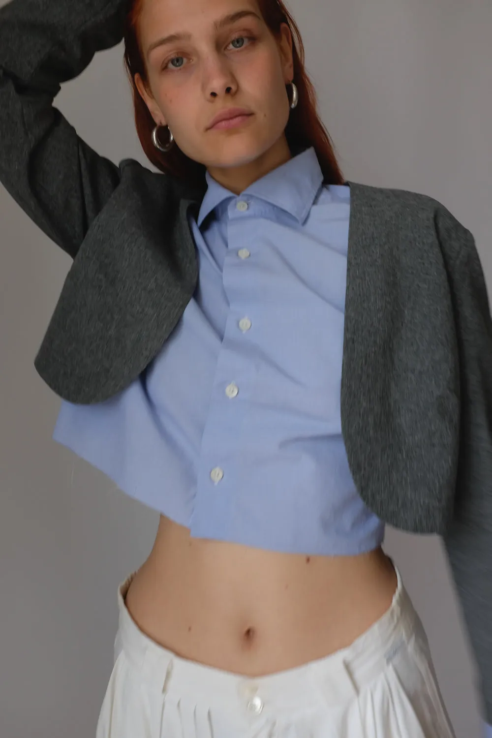 SKY BLUE ITALY COTTON CROP SHIRT