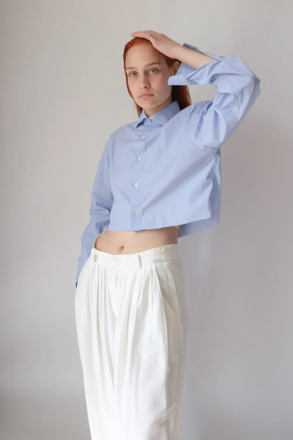 SKY BLUE ITALY COTTON CROP SHIRT