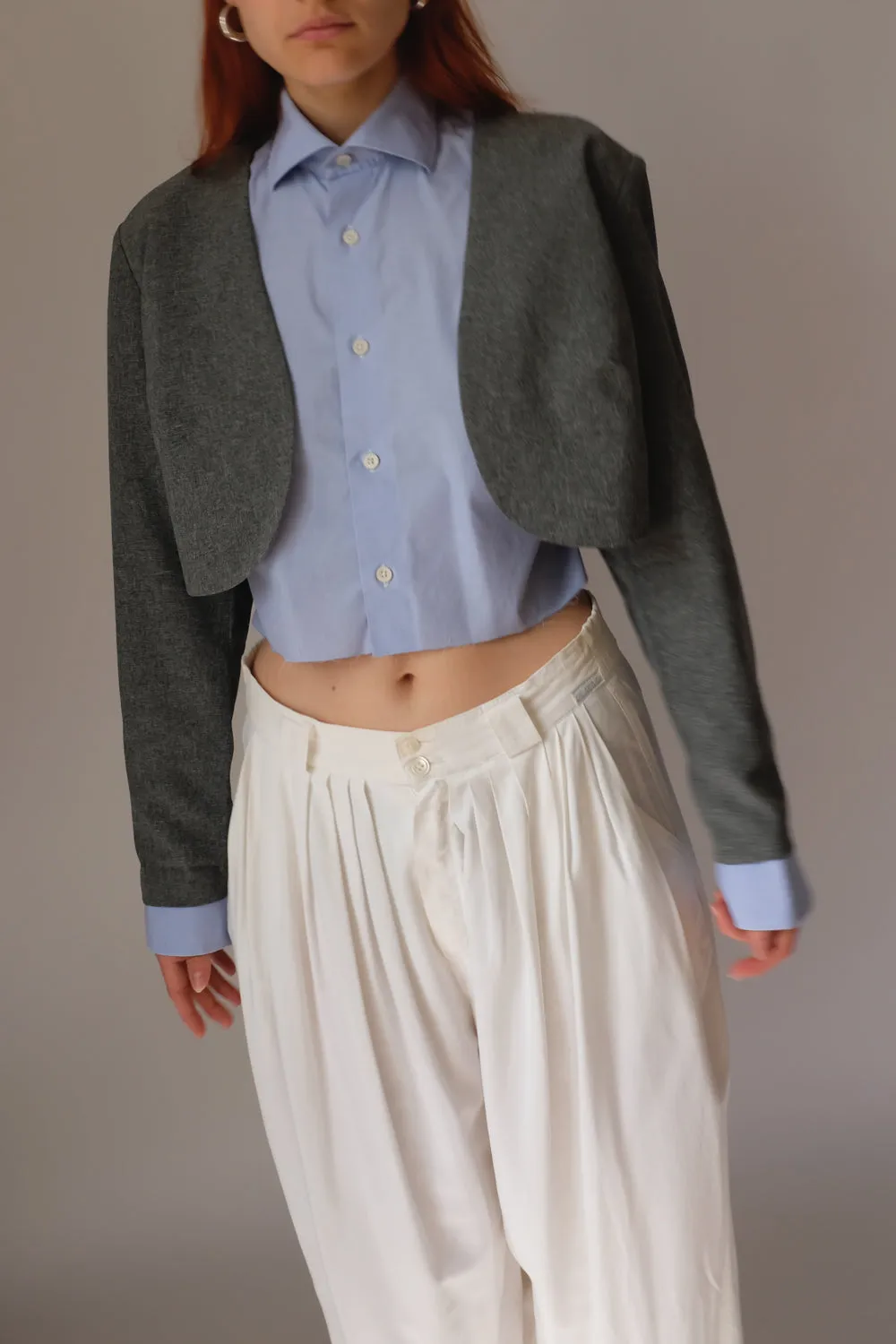 SKY BLUE ITALY COTTON CROP SHIRT