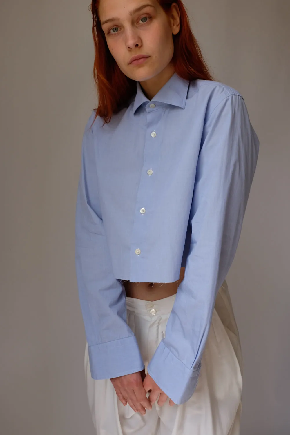 SKY BLUE ITALY COTTON CROP SHIRT