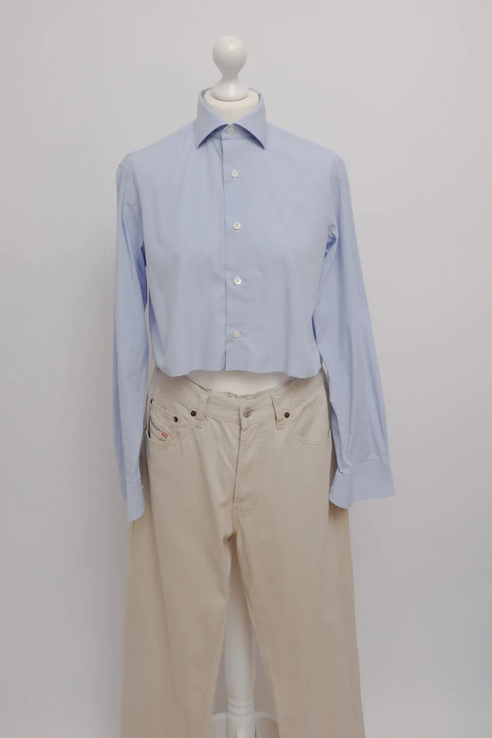 SKY BLUE ITALY COTTON CROP SHIRT