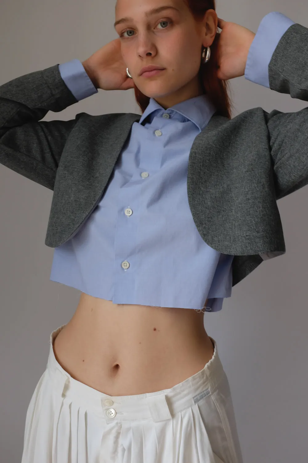 SKY BLUE ITALY COTTON CROP SHIRT