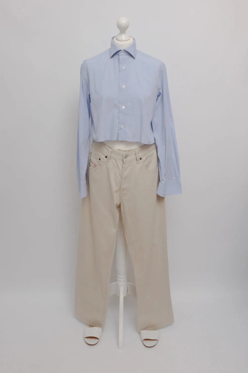 SKY BLUE ITALY COTTON CROP SHIRT