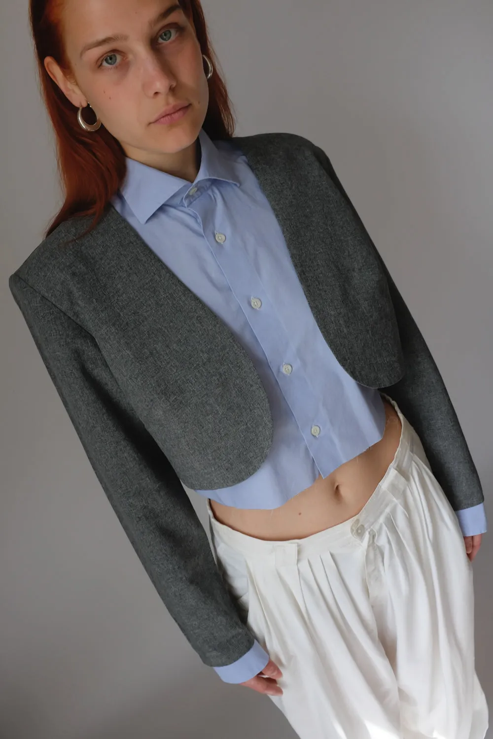 SKY BLUE ITALY COTTON CROP SHIRT