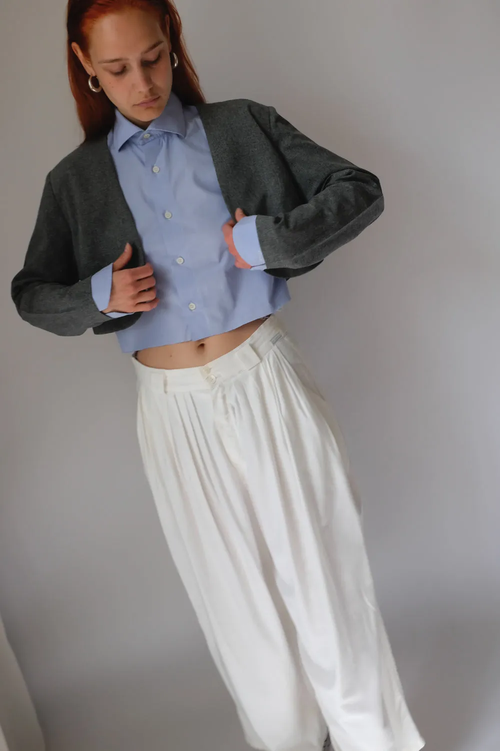 SKY BLUE ITALY COTTON CROP SHIRT