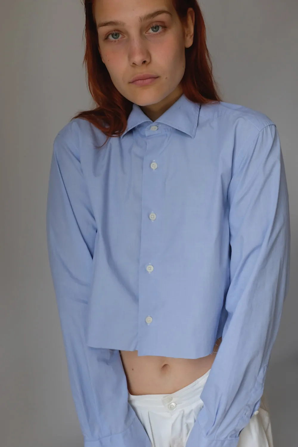 SKY BLUE ITALY COTTON CROP SHIRT