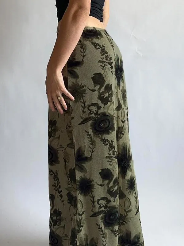 Smudge-dyed Milk Silk High Waist Midi Skirt