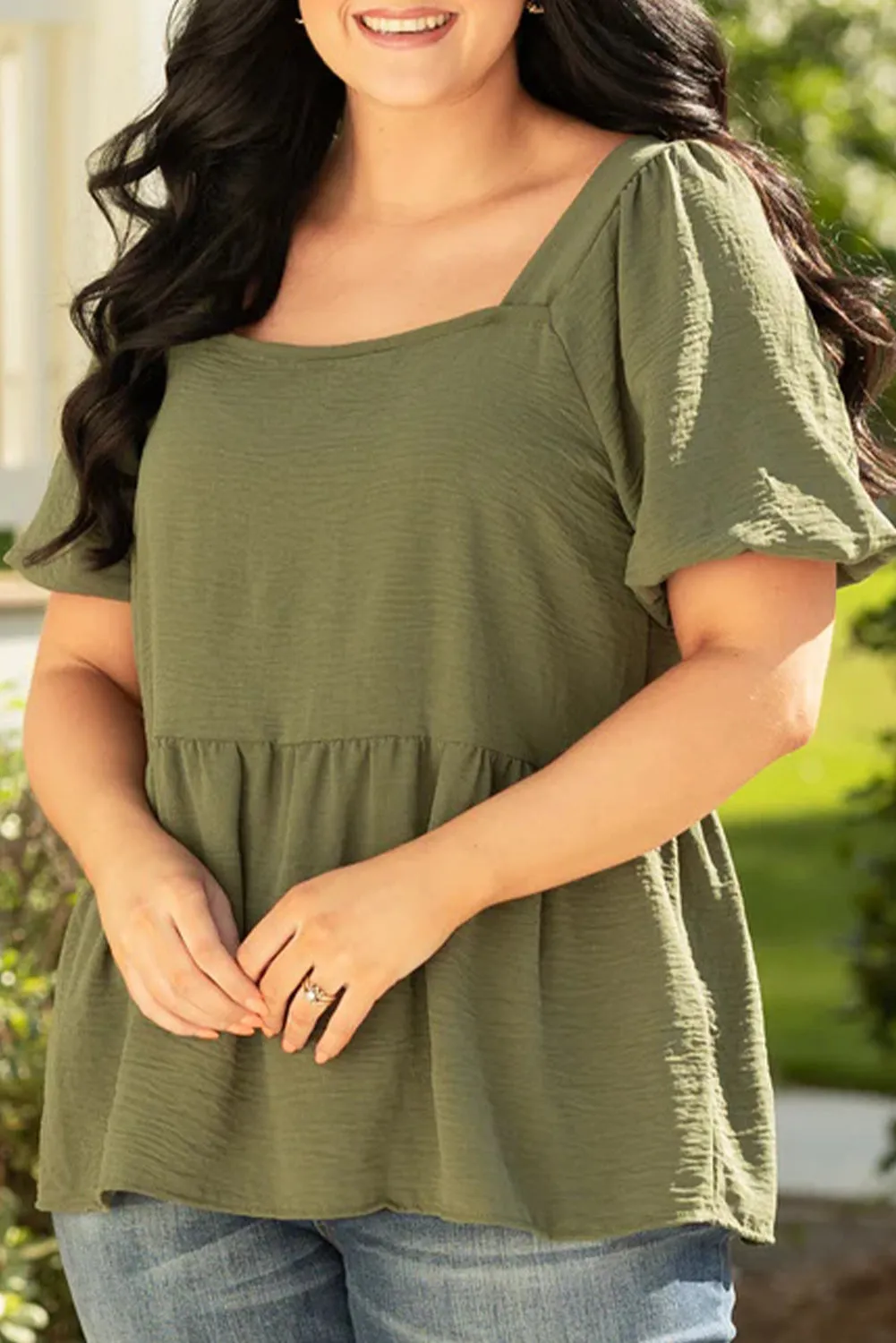 Solid Plus Babydoll Top